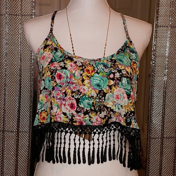 Ambiance Tops - Ambiance Cropped Fringe Top NWT Size Small
